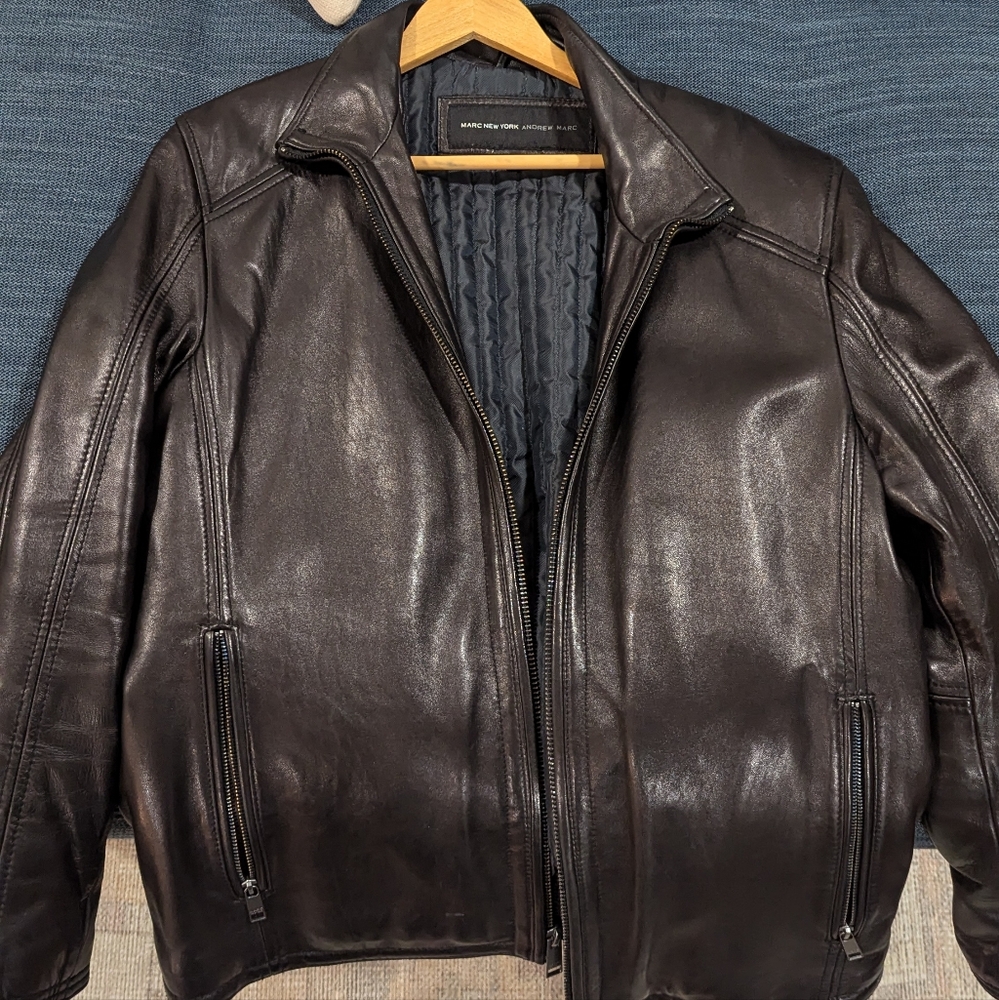 Marc New York Andrew Marc Medium Brown Supple Leather Jacket Size Large